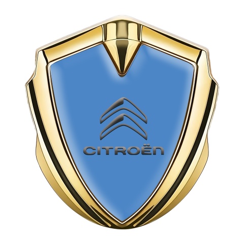 Citroen Emblem Abzeichen selbstklebend Goldtonfarbe Blau Hintergrund Grau Logo Stil