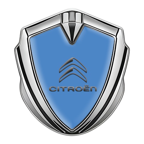 Citroen Emblem Abzeichen selbstklebend Silbertonfarbe Blau Hintergrund Grau Logo Stil