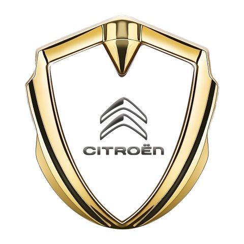 Citroen Abzeichen selbstklebend Goldtonfarbe Weiss Fundament Grau Logo design