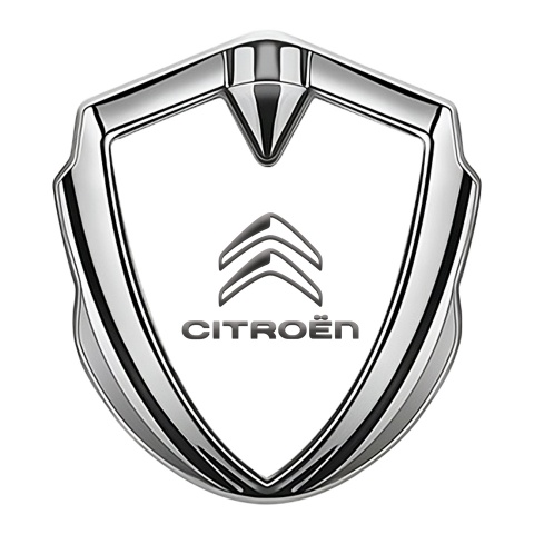 Citroen Abzeichen selbstklebend Silbertonfarbe Weiss Fundament Grau Logo design