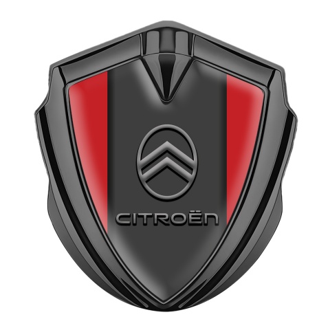 Citroen Selbstklebendes Metallaufkleber Emblem Graphit Tonfarbe Rote Hintergrumd und Neues Design Logo