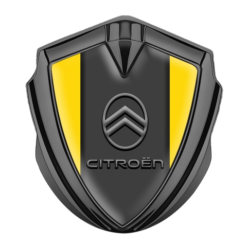 Citroen Emblem Logo Schriftzug Aufkleber Graphit Tonfarbe Gelb Hintergrund mit Neues Design Logo