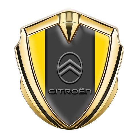 Citroen Emblem Logo Schriftzug Aufkleber Goldtonfarbe Gelb Hintergrund mit Neues Design Logo