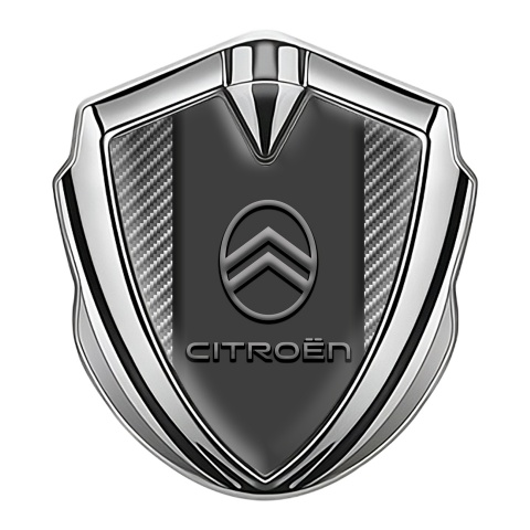 Citroen Seitenflugel Emblem Aufkleber Silbertonfarbe mit Kohlenstoff Basis Version