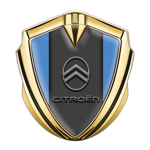 Citroen Emblem Abzeichen selbstklebend Goldtonfarbe Blau Basis mit Neues Design Logo