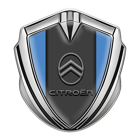 Citroen Emblem Abzeichen selbstklebend Silbertonfarbe Blau Basis mit Neues Design Logo