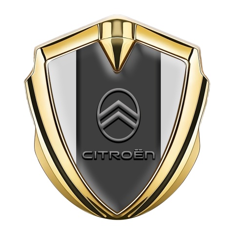 Citroen Emblem Auto Zeichen Goldtonfarbe Grau Basis mit Neues Design Logo