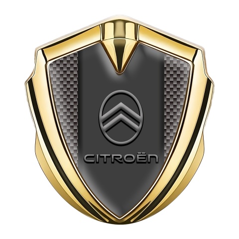 Citroen Selbstklebendes Metallaufkleber Emblem Goldtonfarbe mit Braun Carbon Version
