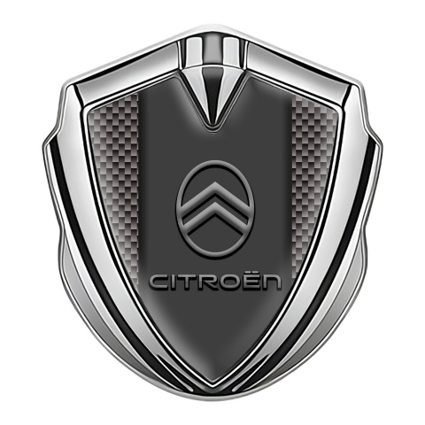 Citroen Selbstklebendes Metallaufkleber Emblem Silbertonfarbe mit Braun Carbon Version