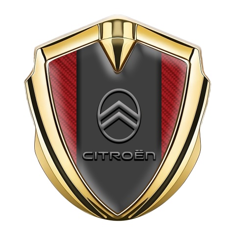 Citroen Emblem Abzeichen Goldtonfarbe Rote Kohlenstoff Version