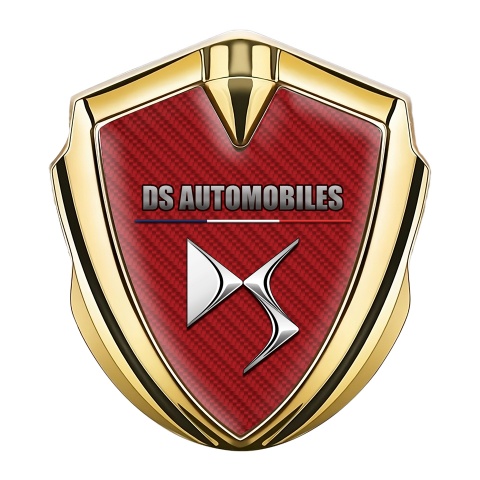 Citroen DS Selbstklebendes Metallaufkleber Emblem Goldtonfarbe Rote Carbon Variante