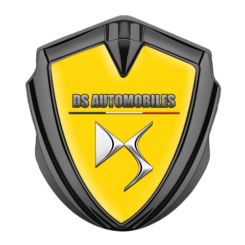 Citroen DS Tuning Emblem Self Adhesive Graphite Yellow Base French Flag