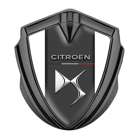 Citroen DS Trunk Emblem Badge Graphite White Base Chrome Logo Effect