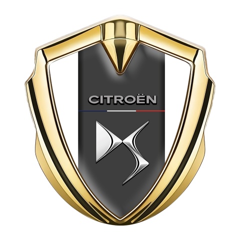 Citroen DS Trunk Emblem Badge Gold White Base Chrome Logo Effect