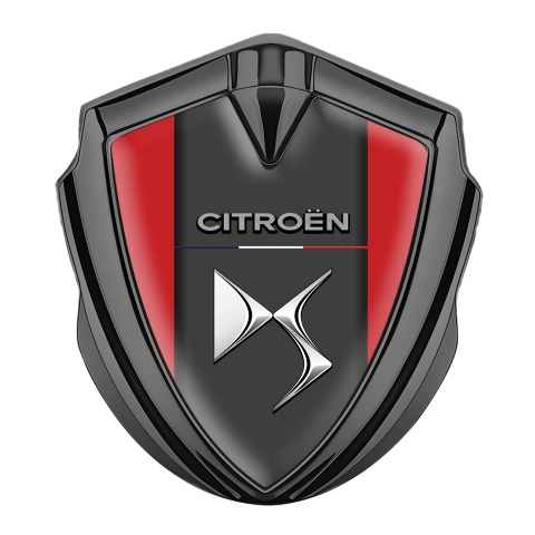 Citroen DS Trunk Metal Emblem Graphite Red Base Chrome Logo Effect