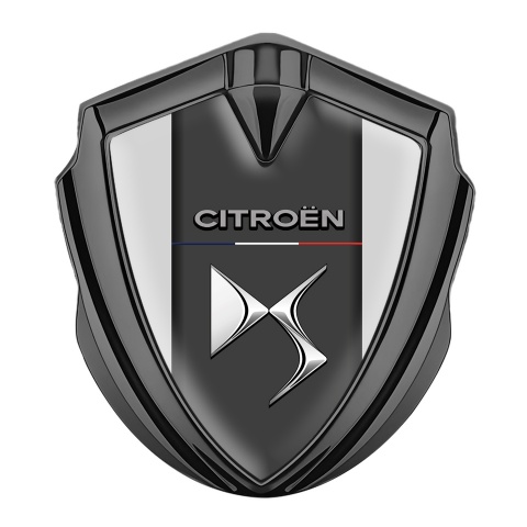 Citroen DS Trunk Metal Emblem Graphite Grey Base Chrome Logo Effect