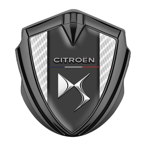 Citroen DS Metal Emblem Self Adhesive Graphite White Carbon Chrome Design