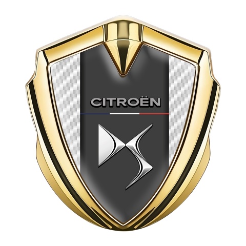 Citroen DS Metal Emblem Self Adhesive Gold White Carbon Chrome Design