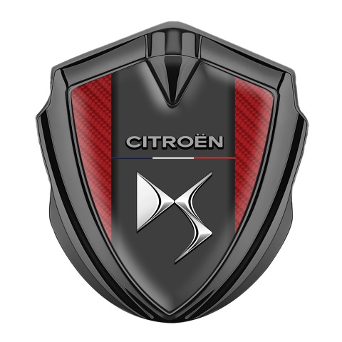 Citroen Fender Metal Emblem Badge Graphite Red Carbon Chrome Effect