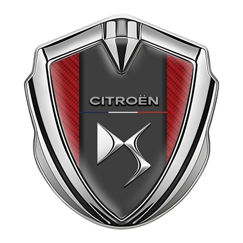 Citroen Fender Metal Emblem Badge Silver Red Carbon Chrome Effect