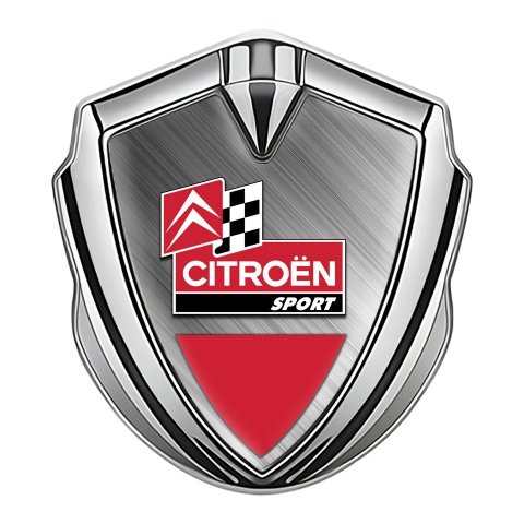 Citroen Sport Bodyside Badge Self Adhesive Silver Brushed Racing Design