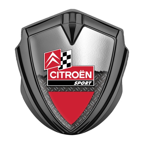 Citroen Sport Tuning Emblem Self Adhesive Graphite Metal Shield Half Torn