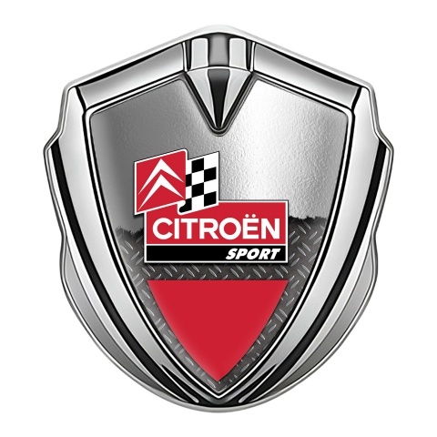 Citroen Sport Tuning Emblem Self Adhesive Silver Metal Shield Half Torn