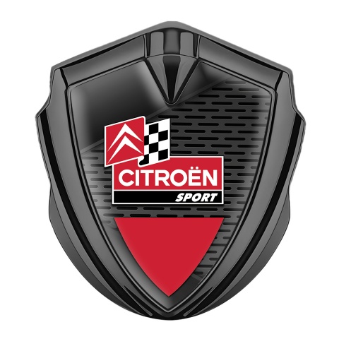 Citroen Sport Fender Metal Emblem Badge Graphite Dark Grille Racing Flag