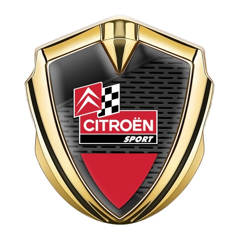 Citroen Sport Fender Metal Emblem Badge Gold Dark Grille Racing Flag