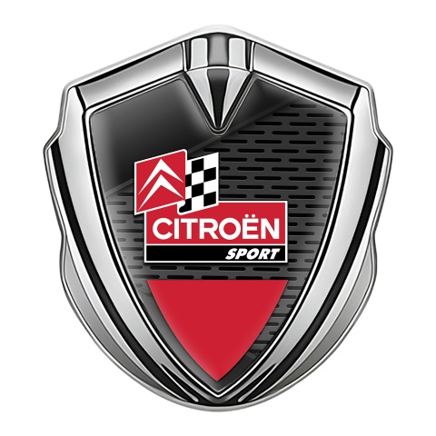 Citroen Sport Fender Metal Emblem Badge Silver Dark Grille Racing Flag