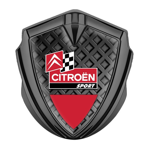 Citroen Sport Trunk Emblem Badge Graphite Waffle Effect Racing Flag Design