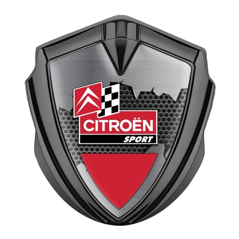 Citroen Sport Trunk Metal Emblem Graphite Torn Metal Effect Racing Flag