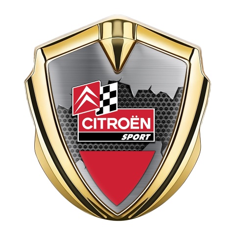 Citroen Sport Trunk Metal Emblem Gold Torn Metal Effect Racing Flag