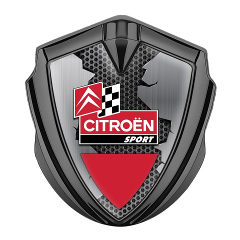 Citroen Sport 3D Car Metal Emblem Graphite Broken Plate Racing Design 