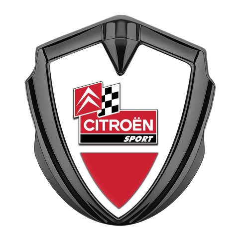 Citroen Sport Bodyside Emblem Self Adhesive Graphite White Base Racing Flag