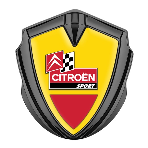 Citroen Sport Tuning Emblem Self Adhesive Graphite Yellow Base Racing Flag