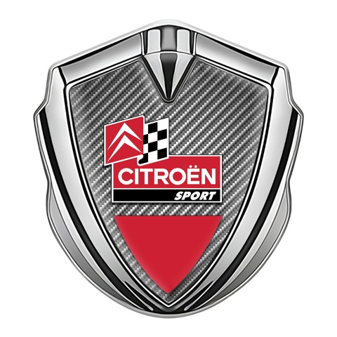 Citroen Sport Trunk Emblem Badge Silver Light Carbon Base Racing Design