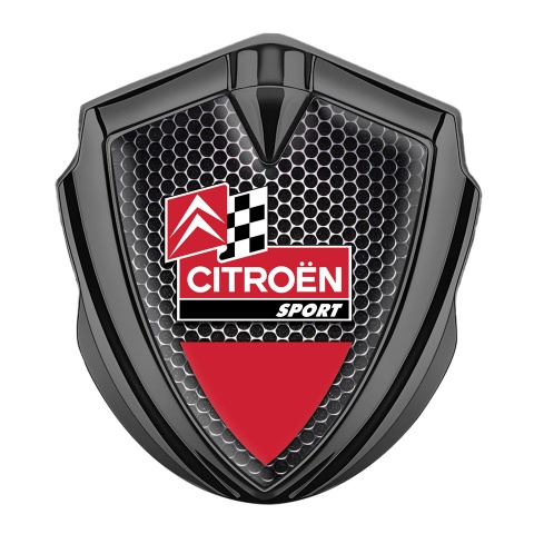 Citroen Sport Trunk Emblem Badge Graphite Light Hex Racing Flag Edition