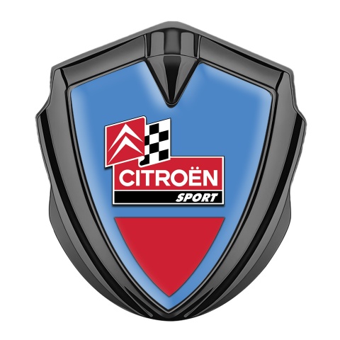 Citroen Sport Trunk Metal Emblem Graphite Blue Base Racing Flag Edition