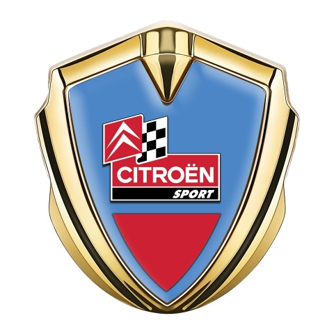 Citroen Sport Trunk Metal Emblem Gold Blue Base Racing Flag Edition