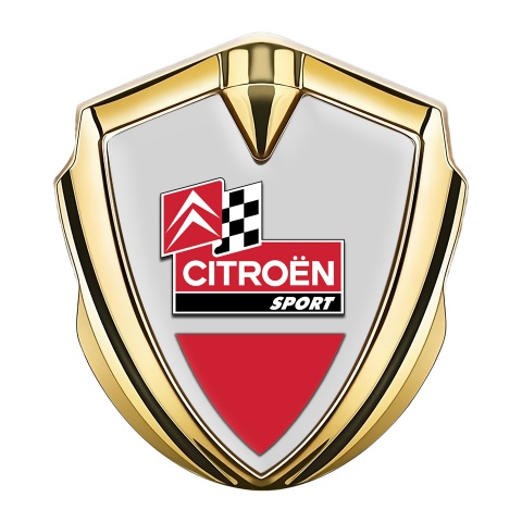 Citroen Sport 3D Car Metal Emblem Gold Grey Base Racing Flag Edition