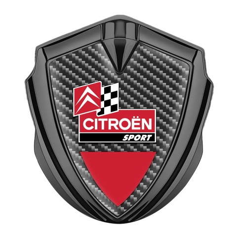 Citroen Sport Bodyside Metal Emblem Graphite Dark Carbon Base Racing Flag