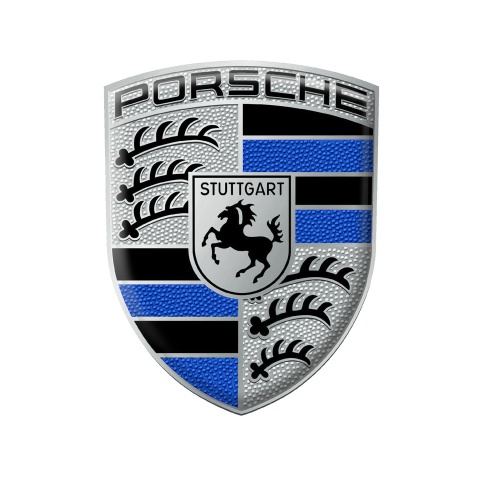 Porsche 3D Gel Emblem Silver Navy Modern Design