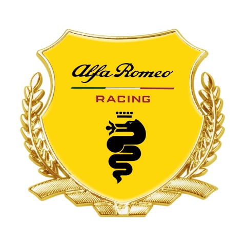 Alfa Romeo Racing Bodyside Badge Self Adhesive Silver Yellow Red Slogan Design