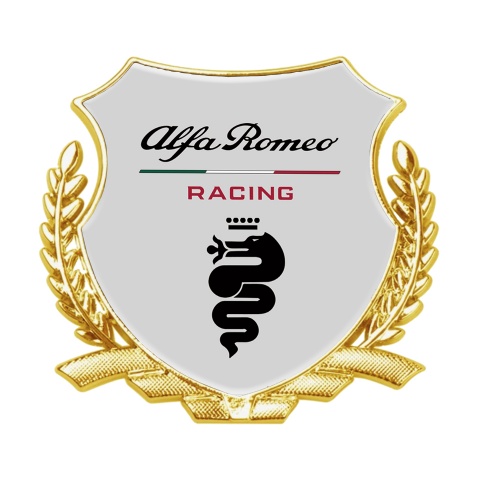 Alfa Romeo Racing Bodyside Emblem Badge Gold Grey Black Logo Edition