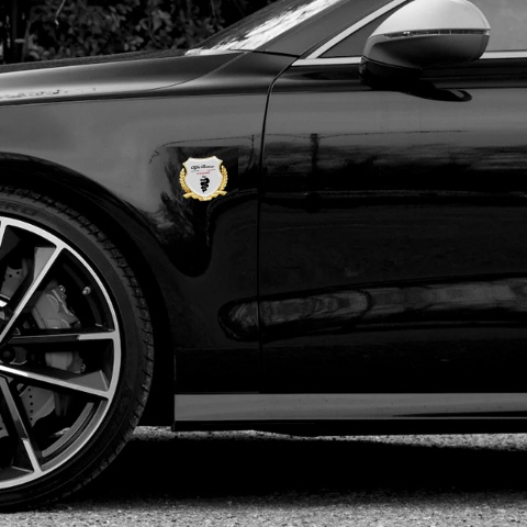 Alfa Romeo Racing Bodyside Emblem Badge Gold Grey Black Logo Edition