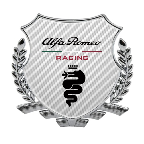 Alfa Romeo Racing Trunk Emblem Badge Silver White Carbon Black Logo