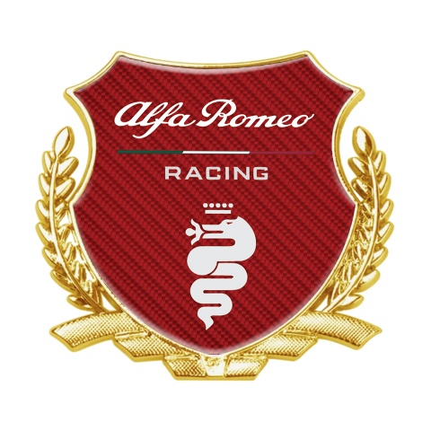 Alfa Romeo Racing Metal Badge Self Adhesive Gold Red Carbon Edition