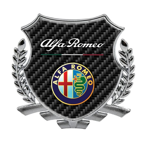 Alfa Romeo Self Adhesive Bodyside Emblem Silver Dark Carbon Color Logo