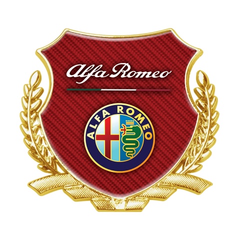 Alfa Romeo Metal Emblem Self Adhesive Gold Red Carbon Color Logo Design